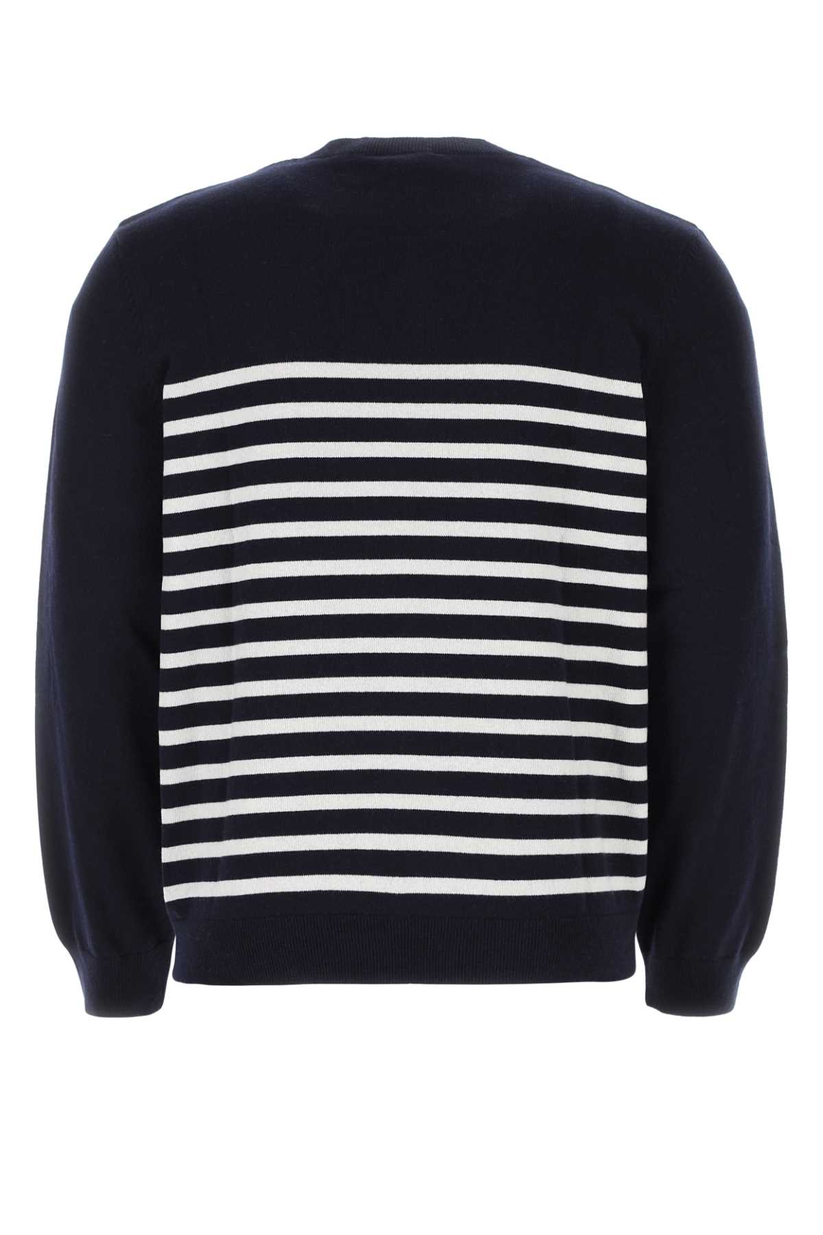 Shop Apc Embroidered Cashmere And Cotton Sweater In Blue