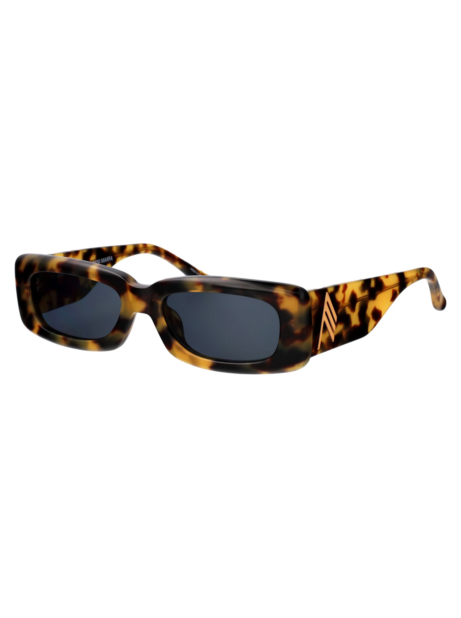 Shop Attico Mini Marfa Sunglasses In T-shell/gold/blue