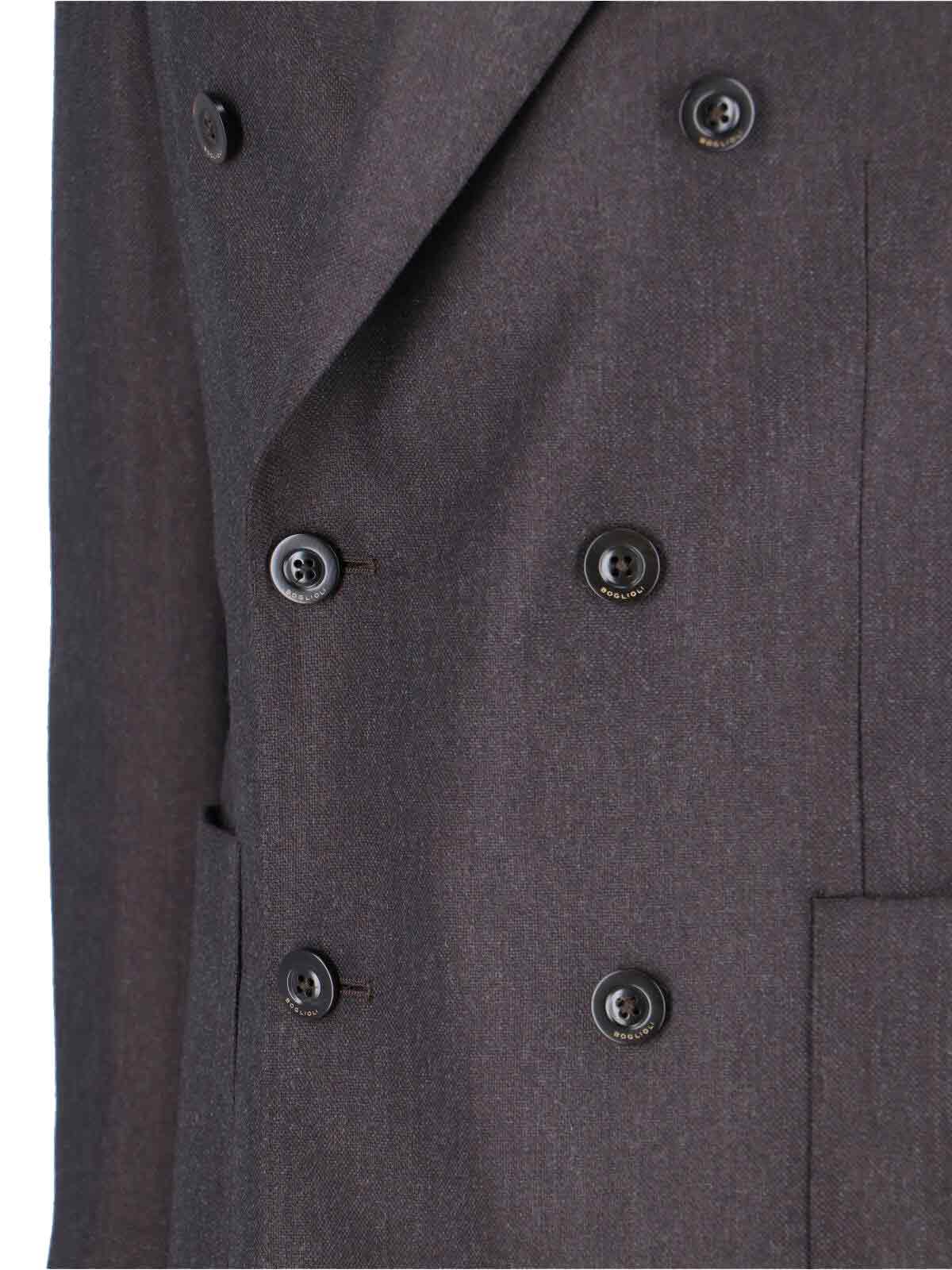 Boglioli Double-breasted Blazer Flap Pockets In Gray