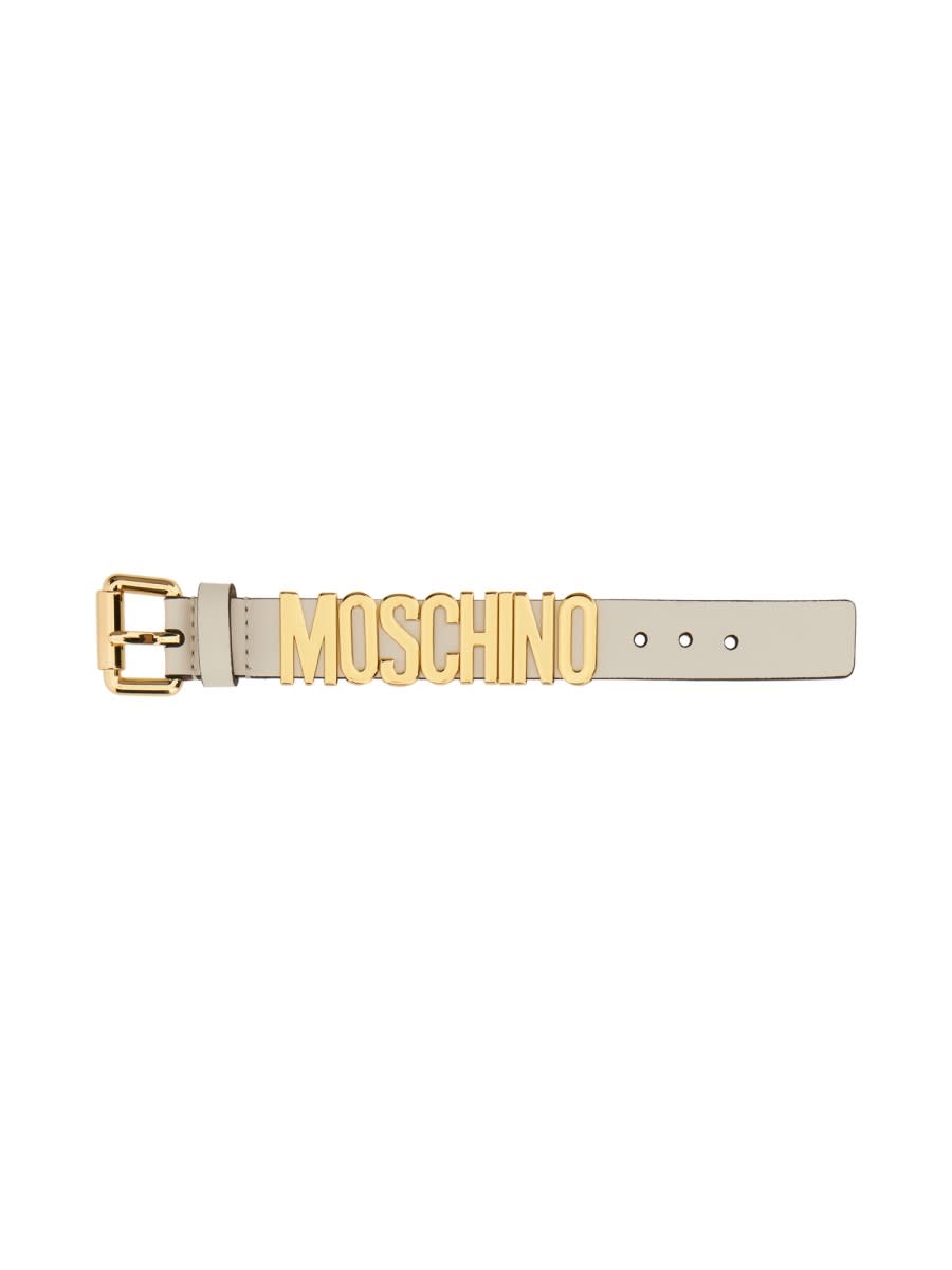 Shop Moschino Logo Bracelet In White
