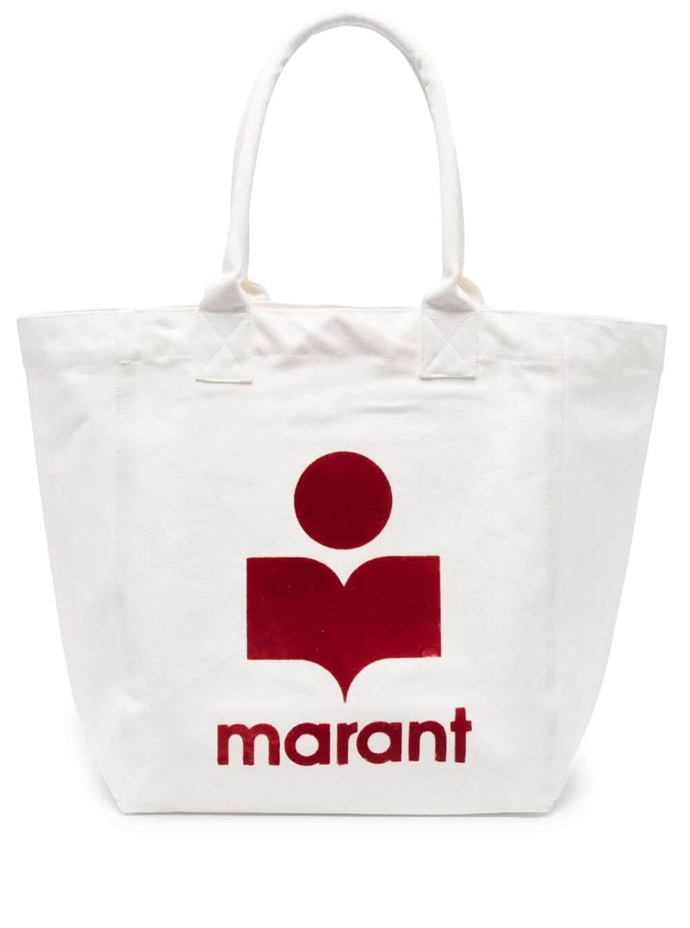 Isabel Marant White Canvas Yenky Shopper With Logo Print