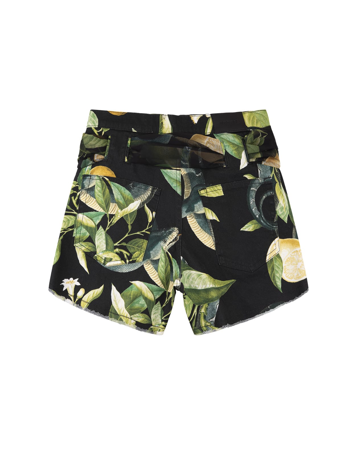 Shop Roberto Cavalli Black Shorts With Lemons Print