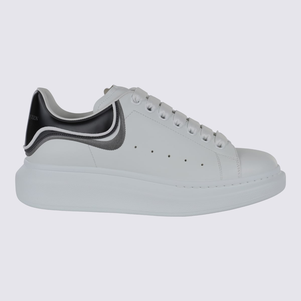 Shop Alexander Mcqueen White And Silver Leather Sneakers In White/ash Grey/multi