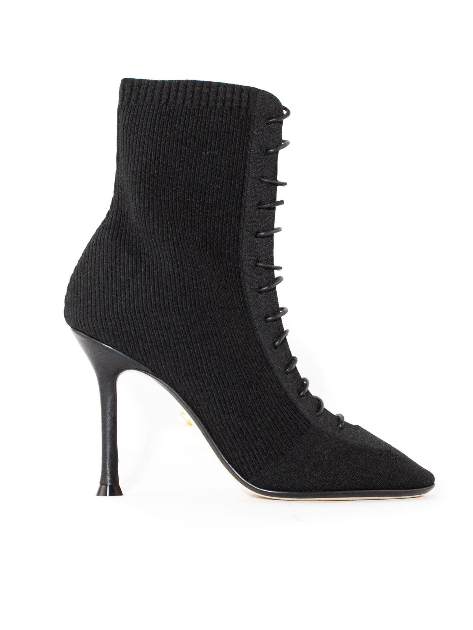 Black Knit Ankle Boots