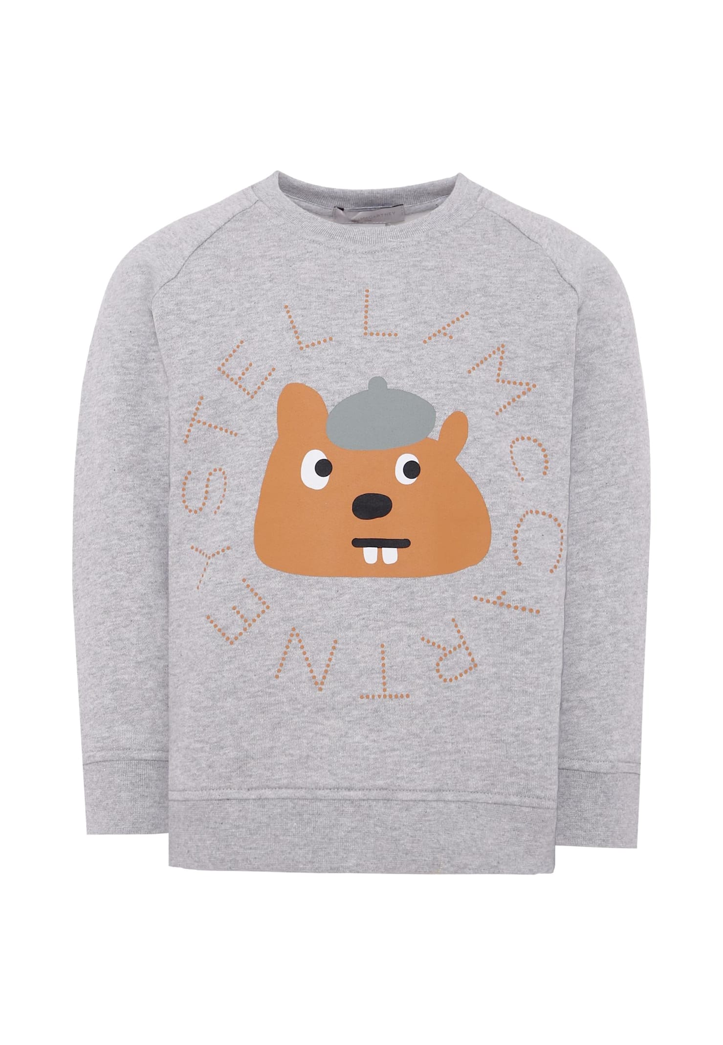 Stella Mccartney Grey Sweatshirt For Boy With Orange Logo And Beaver In Gray