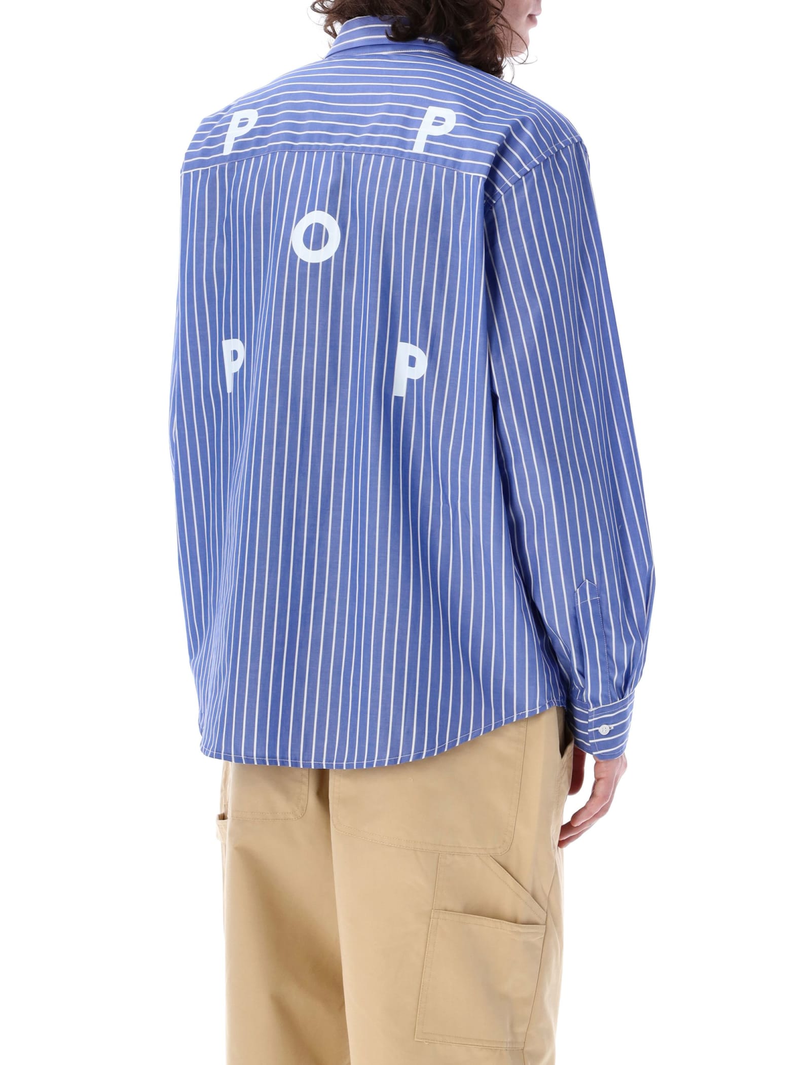 Shop Pop Trading Company Pop Striped Shirt In Light Blue