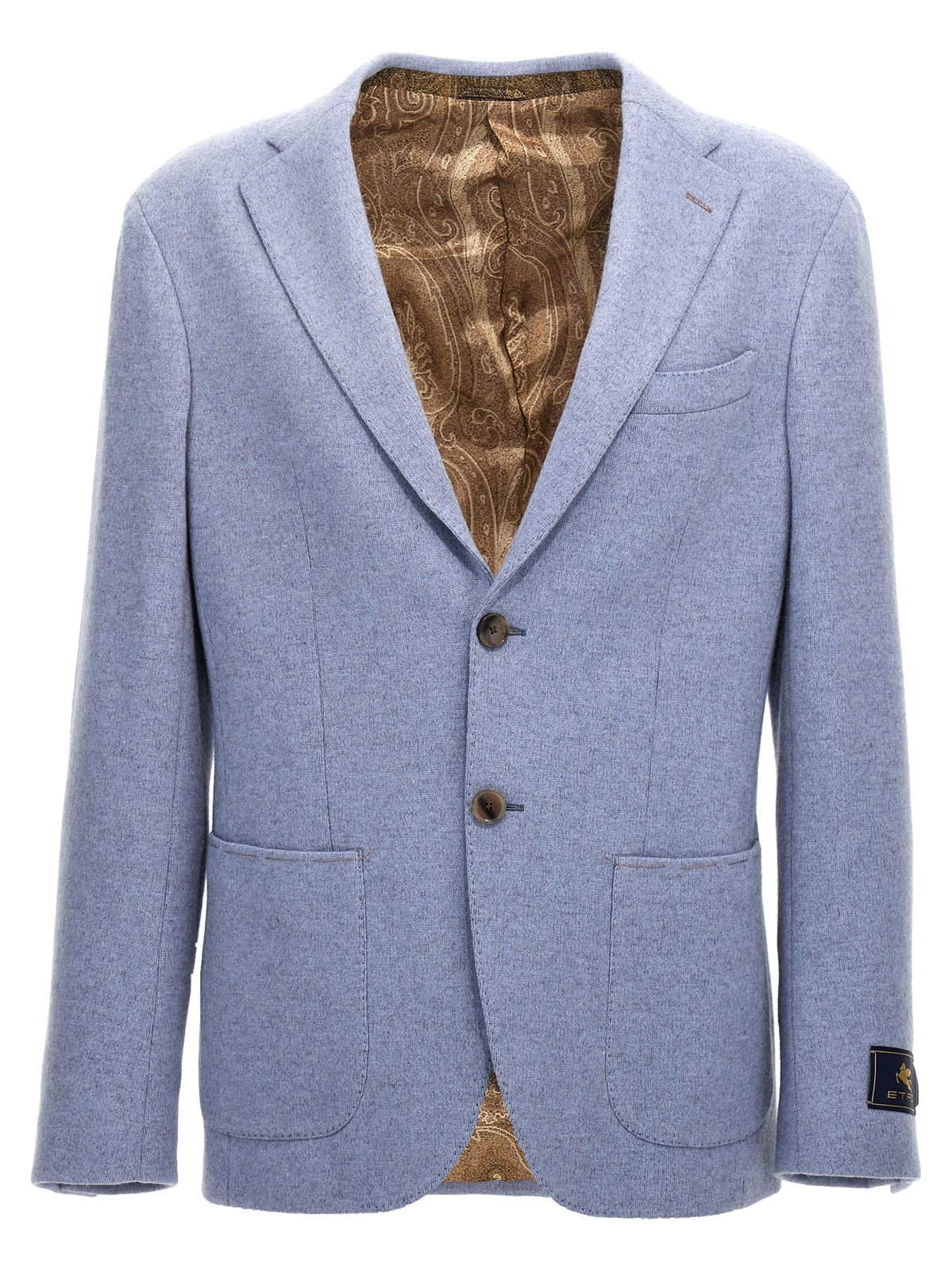 Shop Etro Logo Patch Single-breasted Blazer In Clear Blue