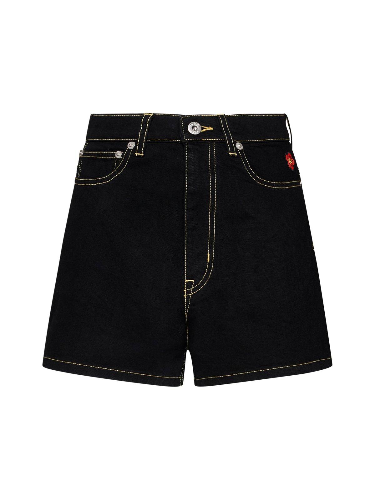 Kenzo Logo-patch Shorts In Black