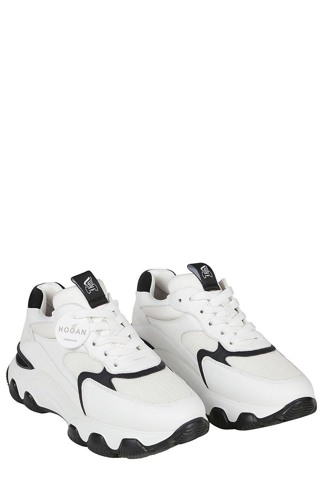 Shop Hogan Logo Detailed Lace-up Sneakers In White