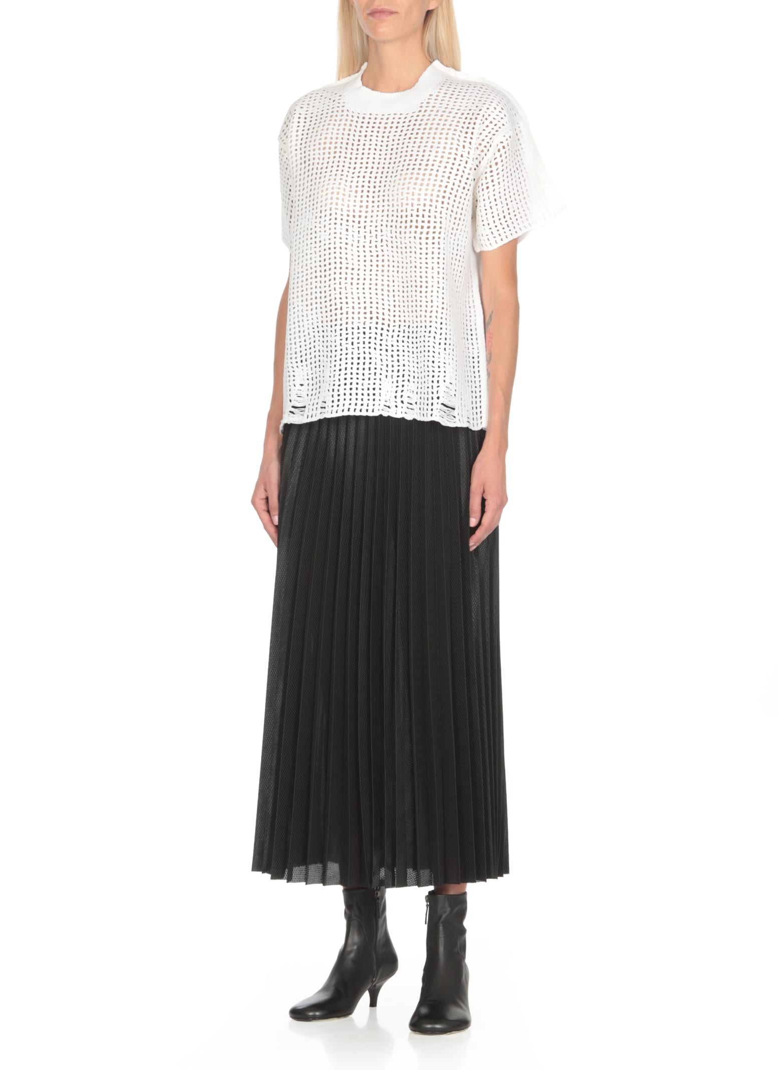 Shop Junya Watanabe T-shirt With Net In White