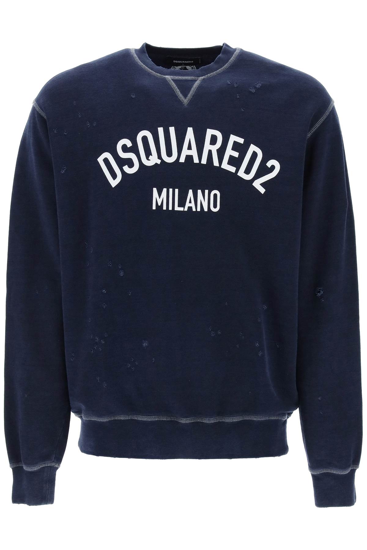 Shop Dsquared2 Used Effect Cool Fit Sweatshirt In Navy Blue (blue)