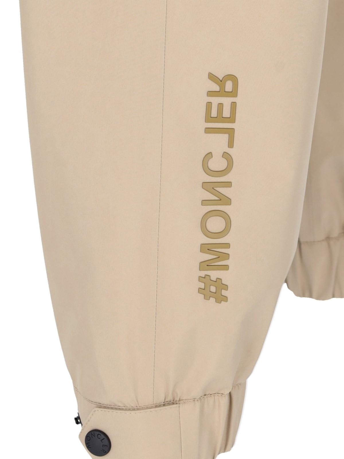 Shop Moncler Logo Track Pants In Beige