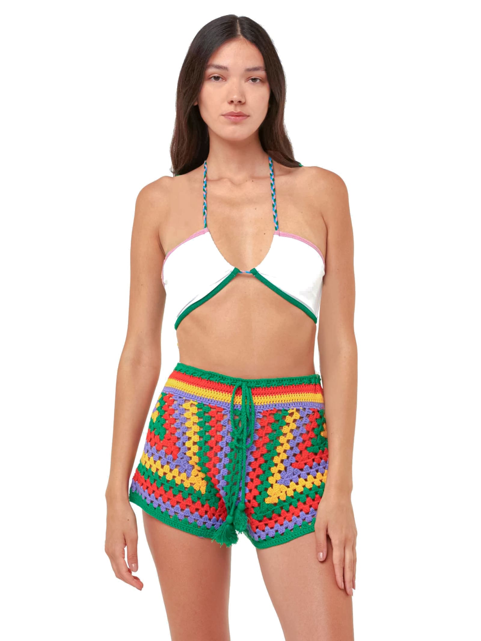 Shop Mc2 Saint Barth Multicolor Crochet Shorts