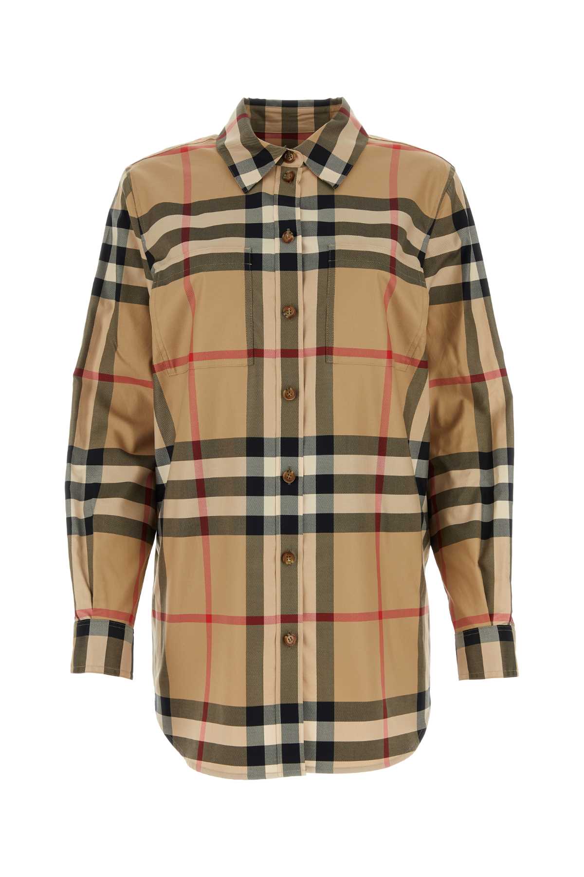 Shop Burberry Embroidered Cotton Shirt In Archivebeigeipchk