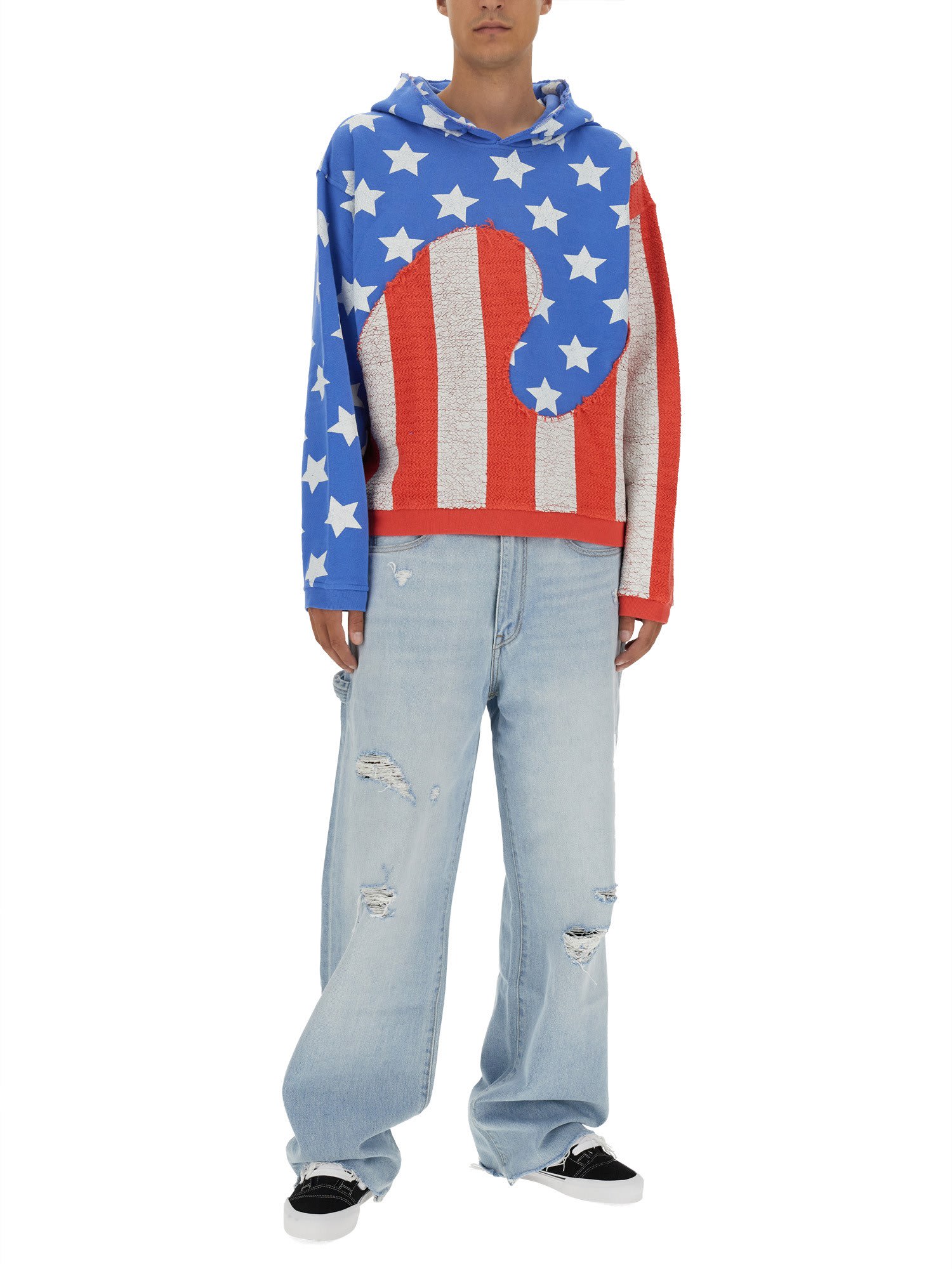 Shop Erl Stars And Stripes Swirl Sweatshirt In Navy