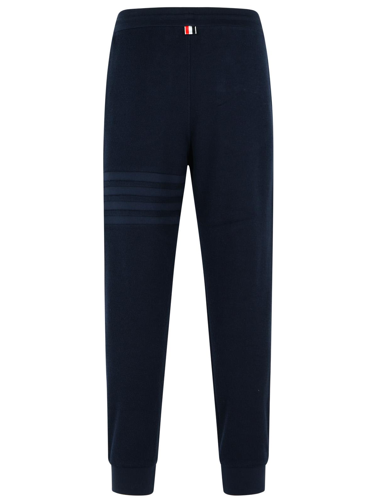Thom Browne Silk Cotton Pants Drawstring Waist In Navy