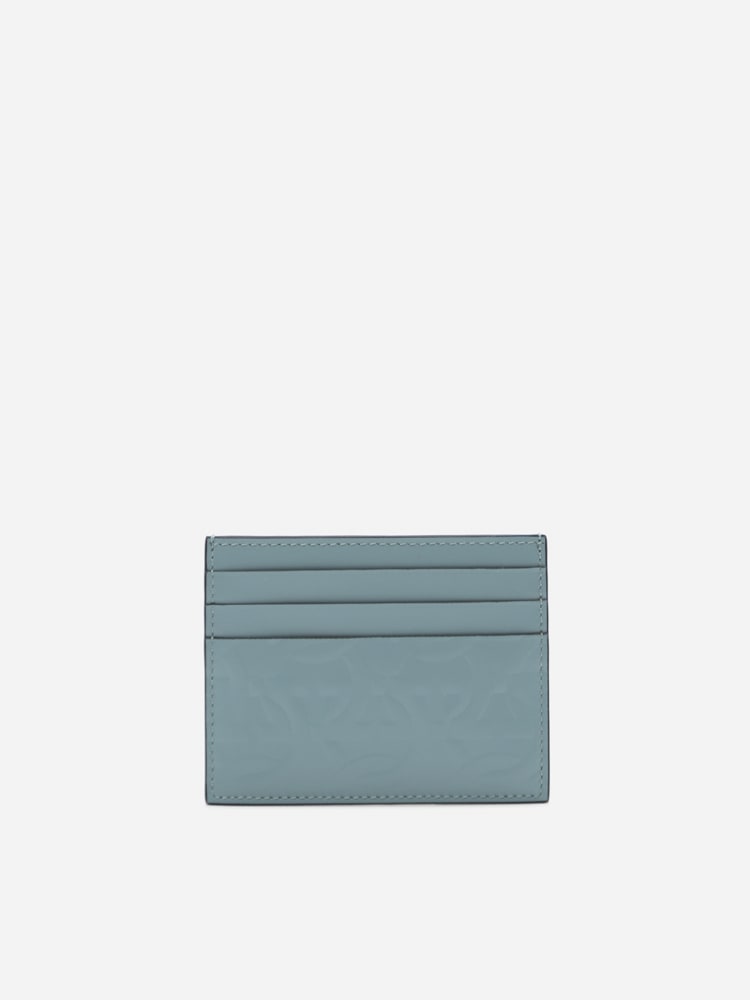 Salvatore Ferragamo Leather Card Holder With Tone-on-tone Gancini Pattern