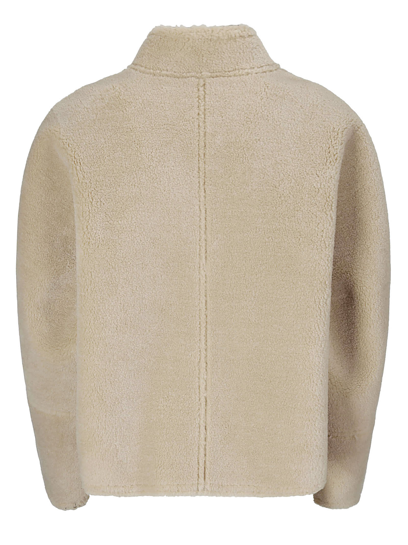 Shop Low Classic Short Shearling Reversible Coat In Beige