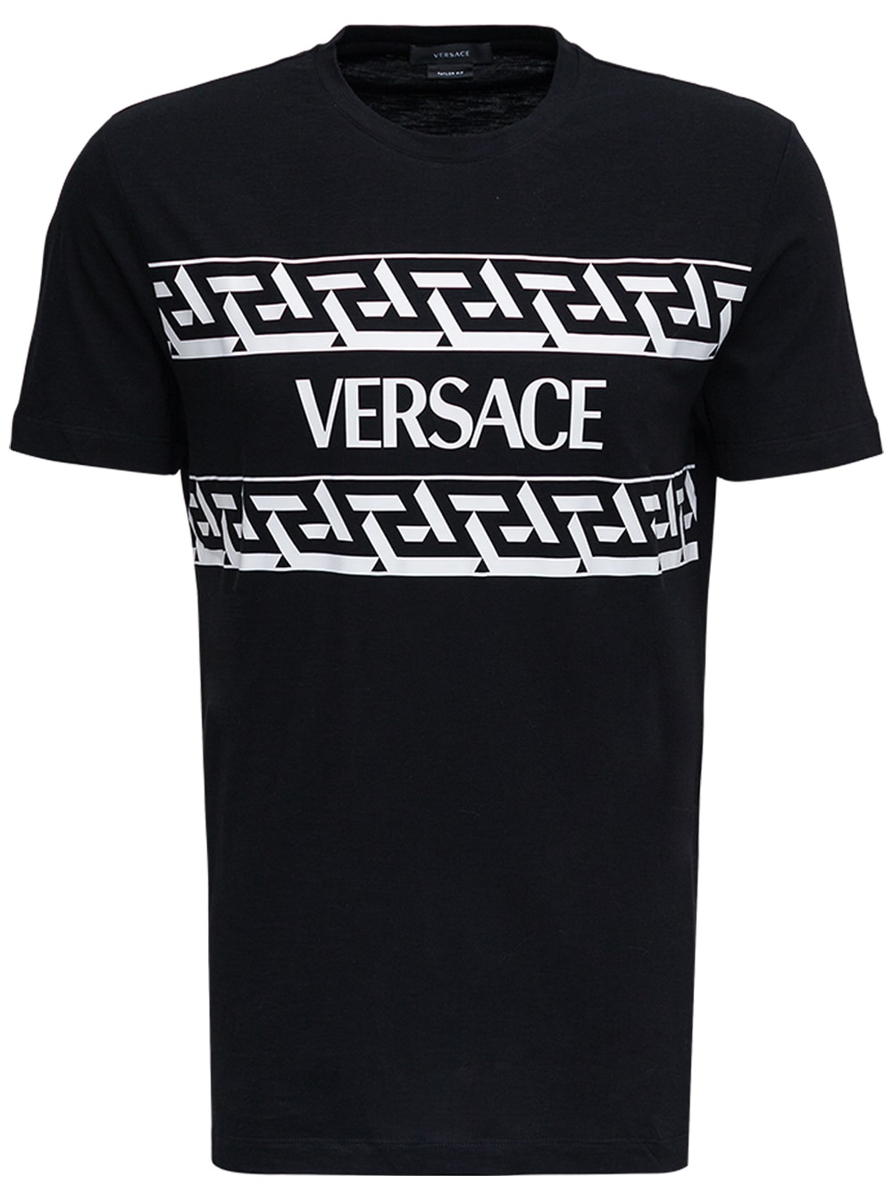 Versace Black Cotton T-shirt With Logo Print
