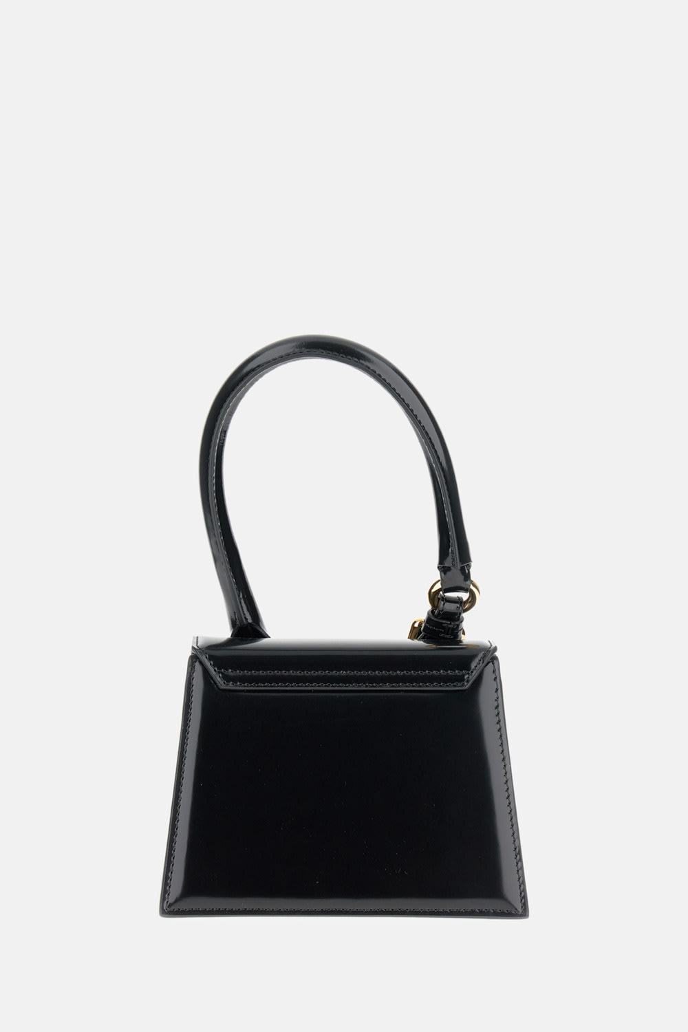 Jacquemus Trapezoidal Leather Handbag With Gold-tone Details In Black