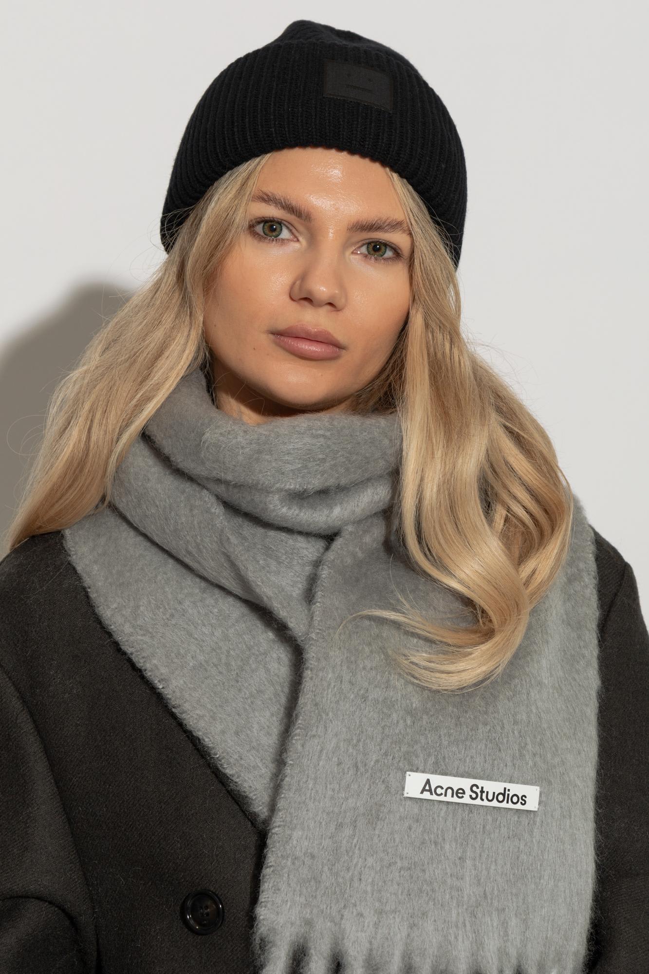 Acne Studios Wool Beanie With Logo In Black