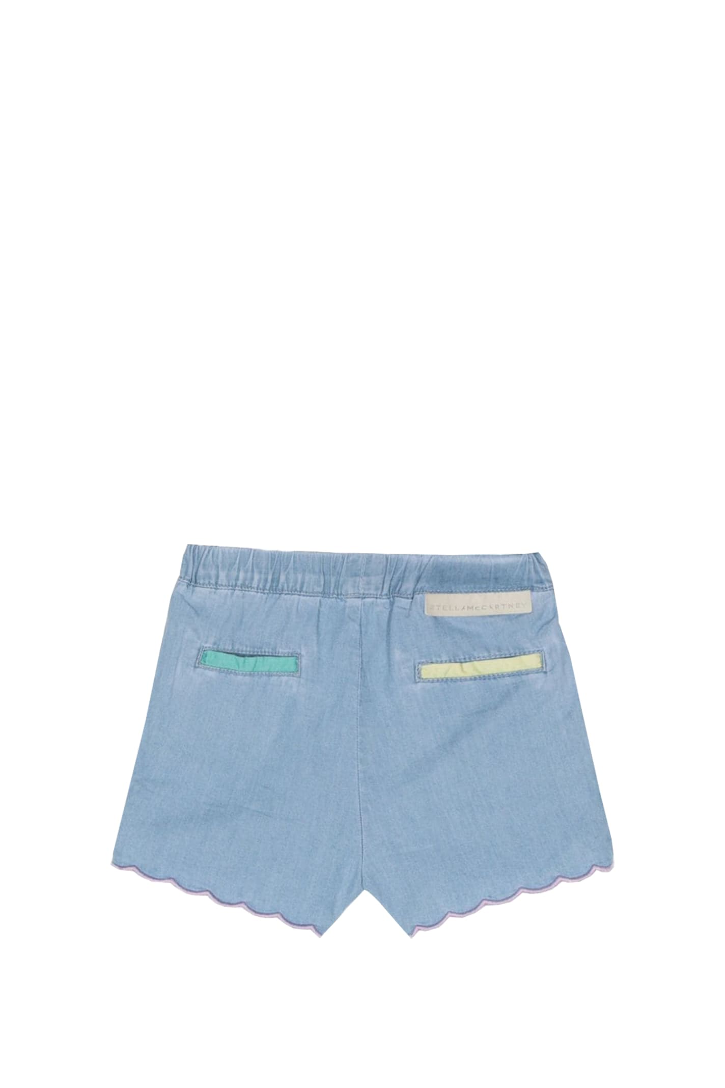 Shop Stella Mccartney Shorts With Scalloped Edge In Blue