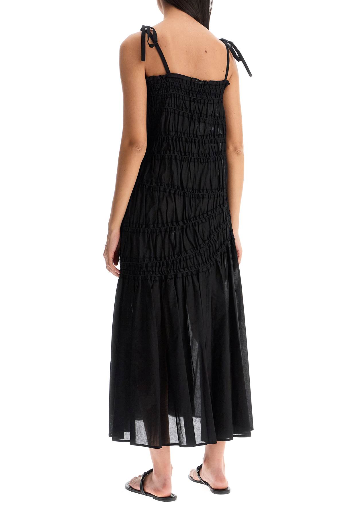 Tory Burch Cotton Smocked Midi Dress In Black (black)