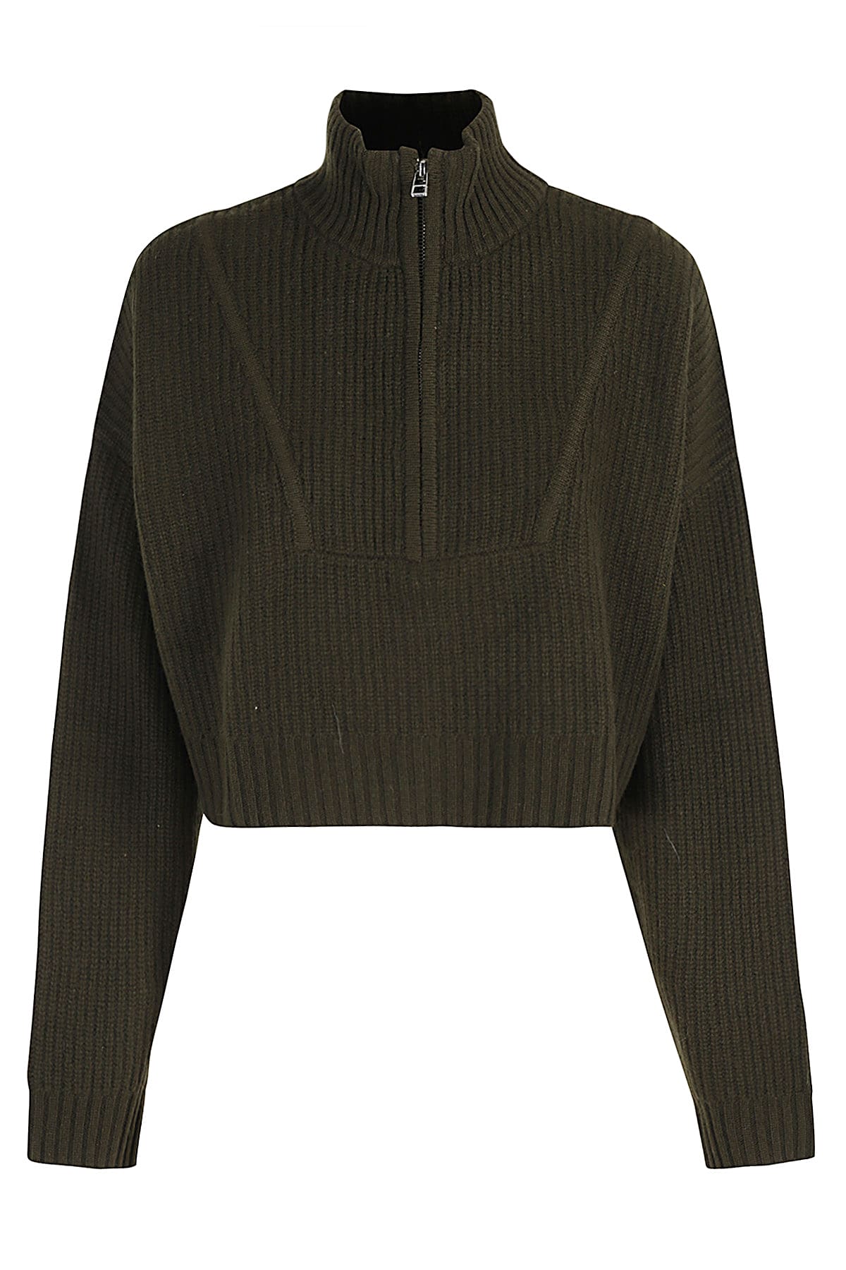 Shop Staud Cropped Hampton Sweater In Olv Olive