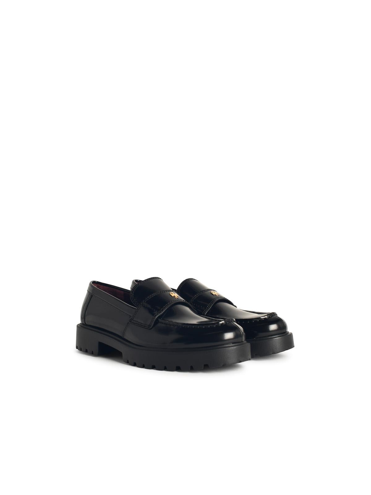 Shop Tory Burch Lug Black Leather Loafers