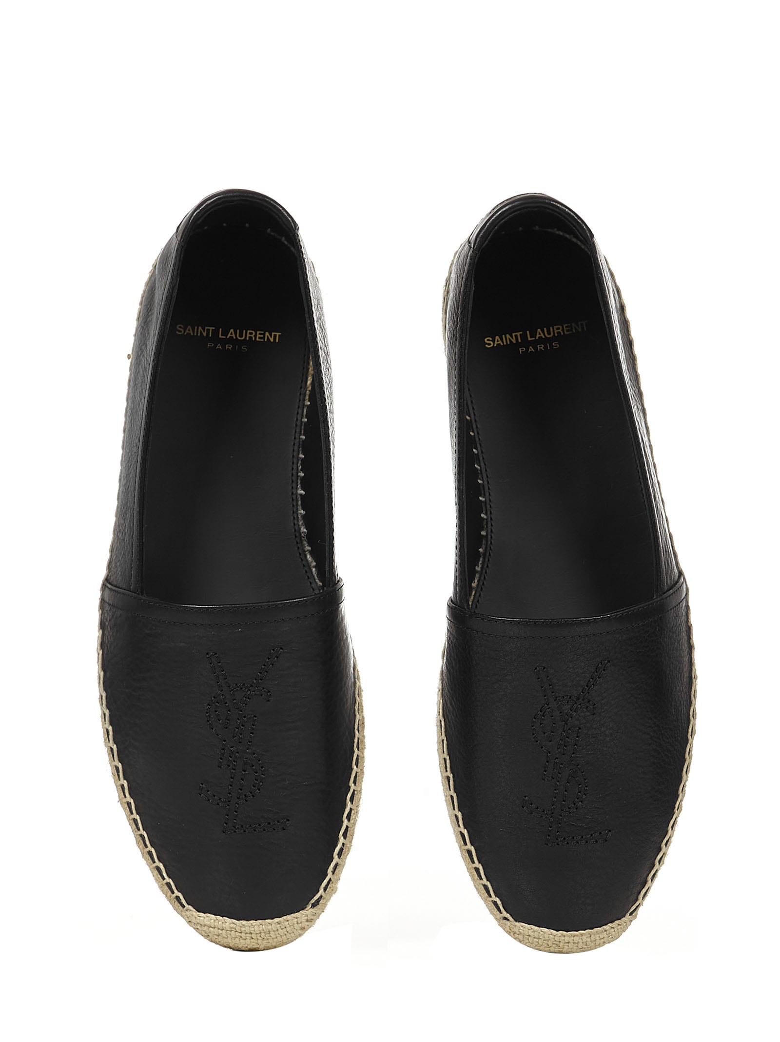 Saint Laurent Logo Espadrilles In Black In Black