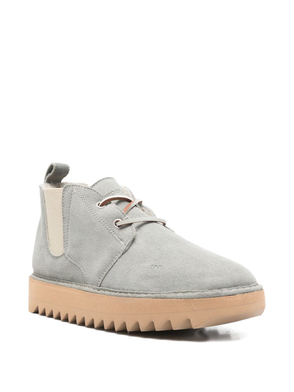 Woolrich Suede Leather Ankle Boots With Pull Tab In Gray