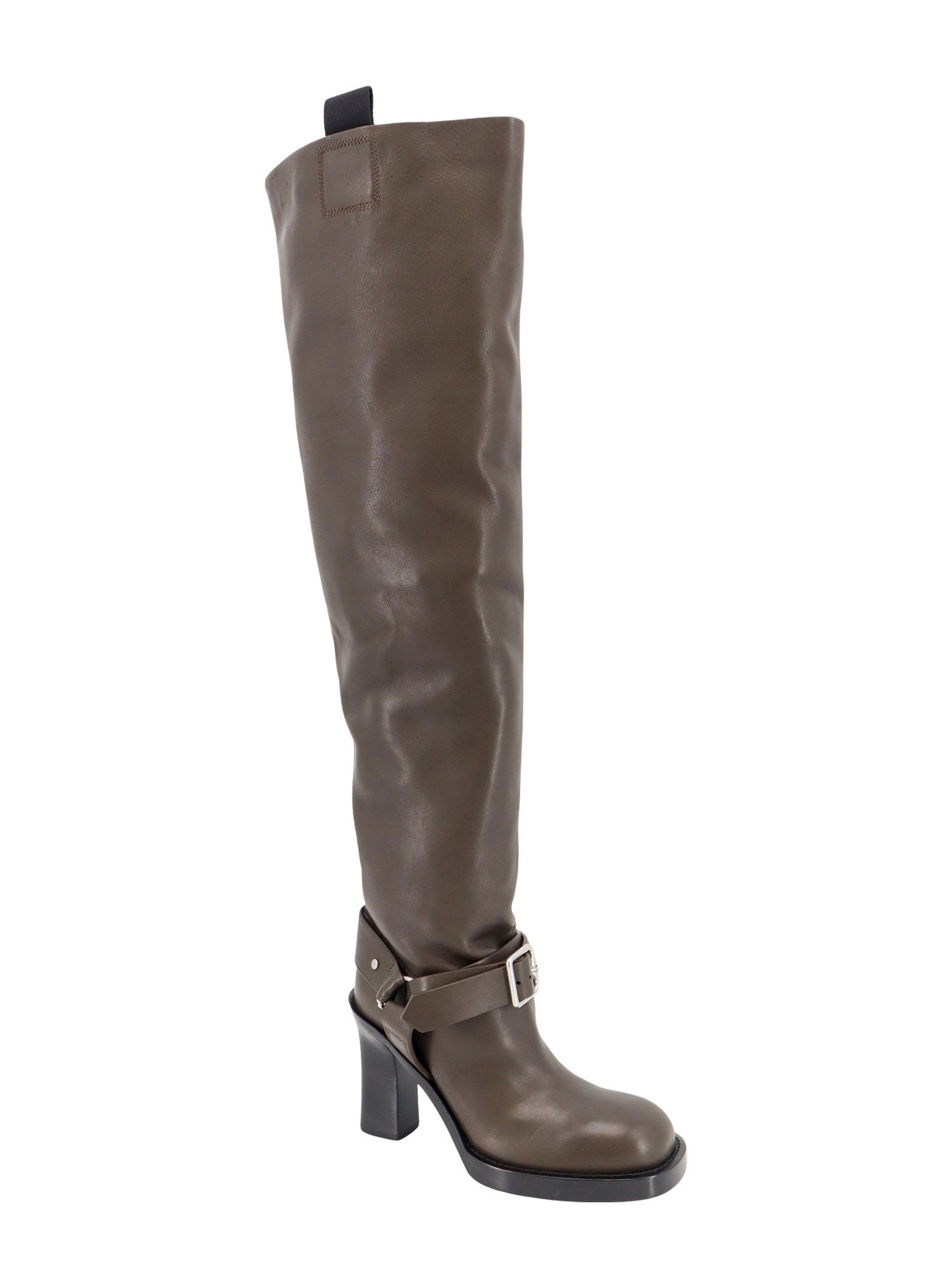 Burberry Leather Over The Knee Boots In Brown