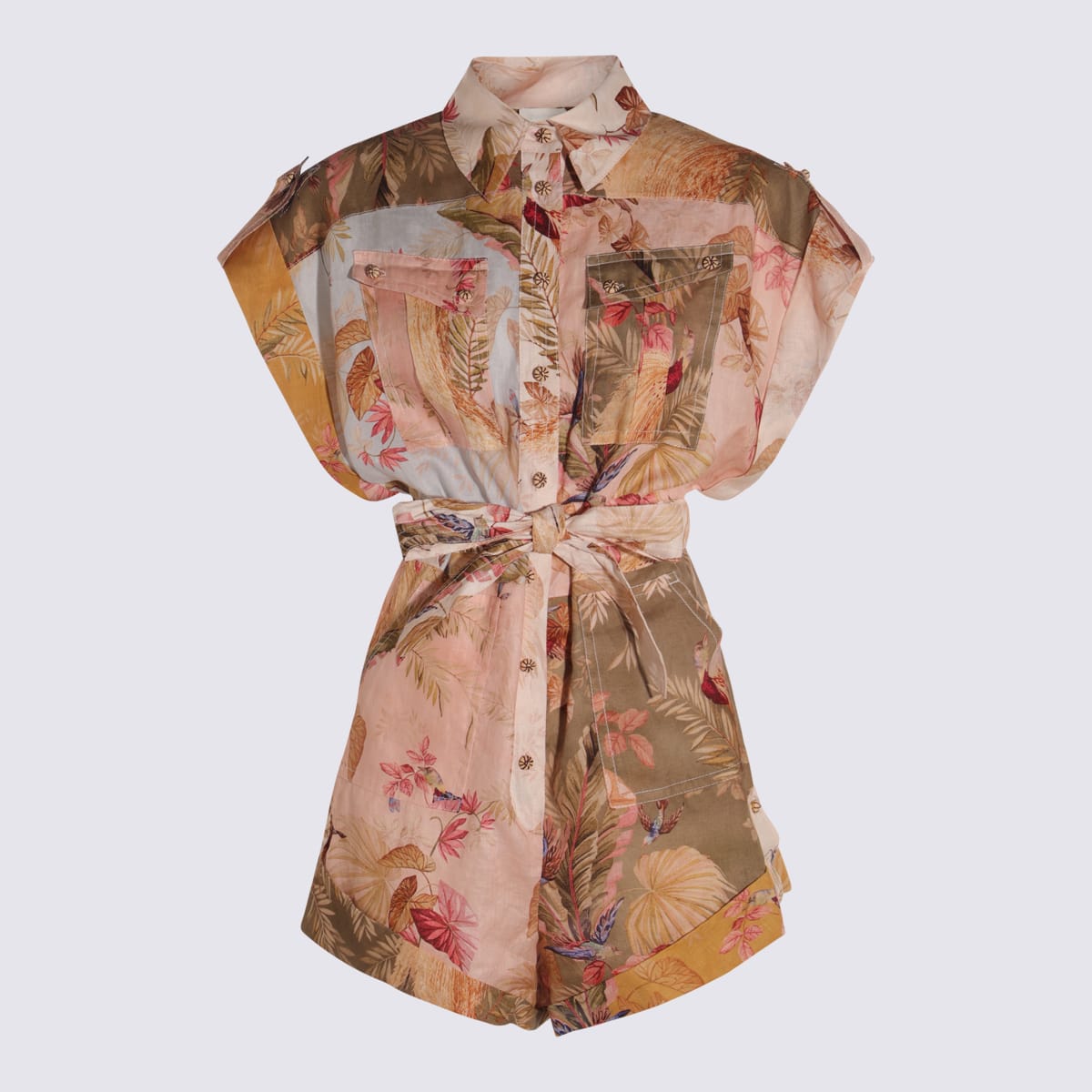 Zimmermann Multicolor Linen Jumpsuit In White