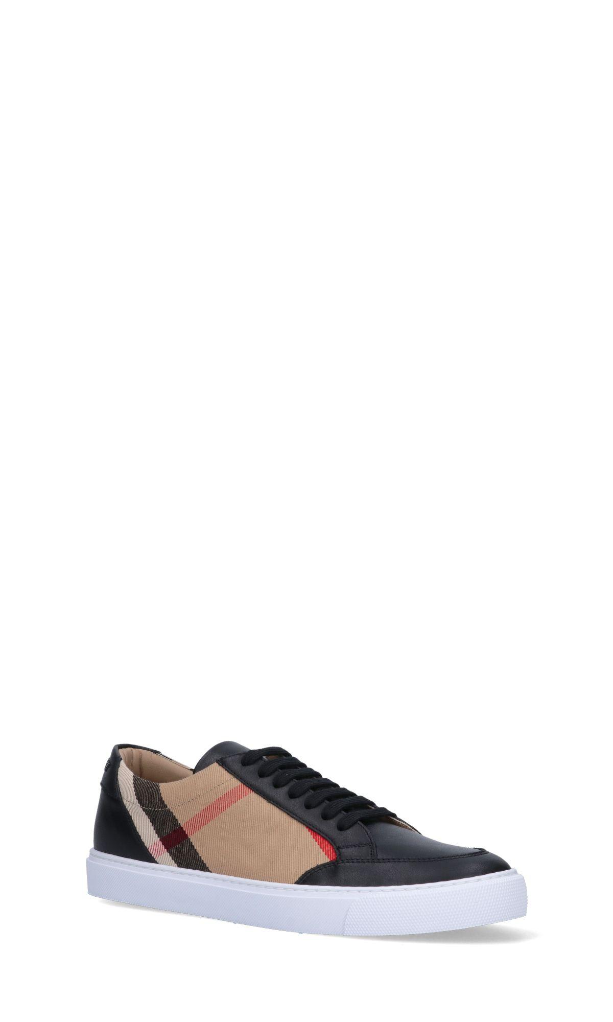 Shop Burberry House Check Sneakers In Black