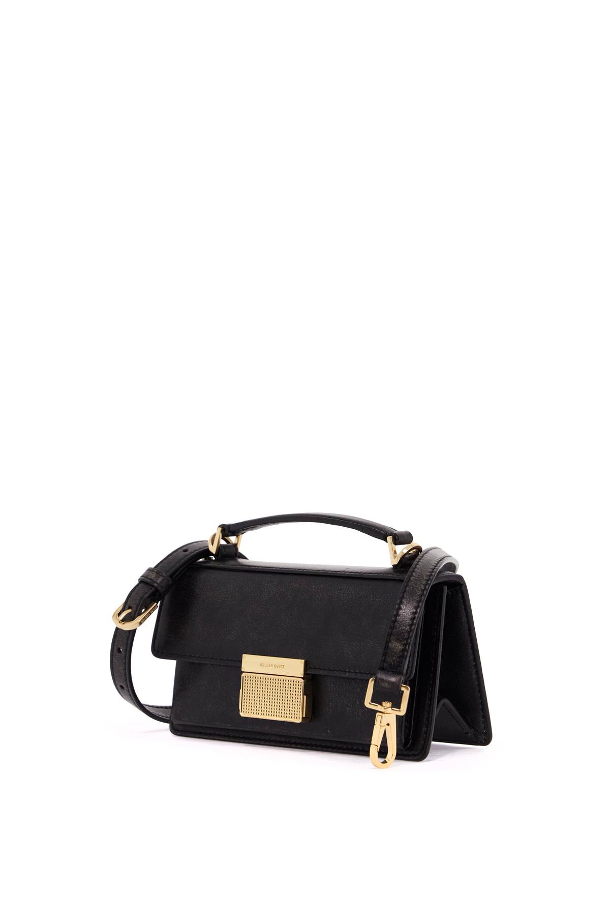 Shop Golden Goose Mini Distressed Leather Venice Bag In Black (black)