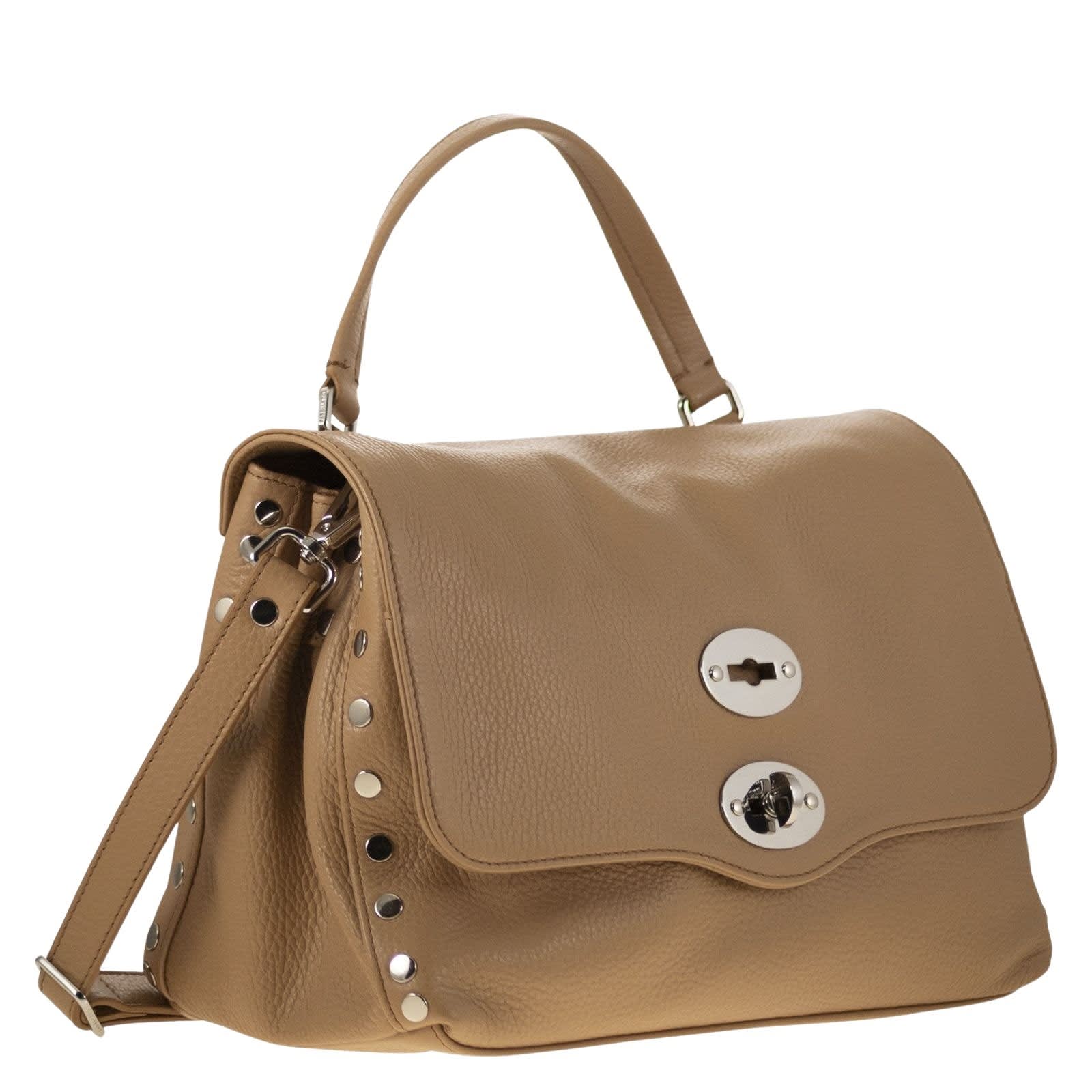 Zanellato Textured Calf Leather Messenger Bag In Marrone Cantucci