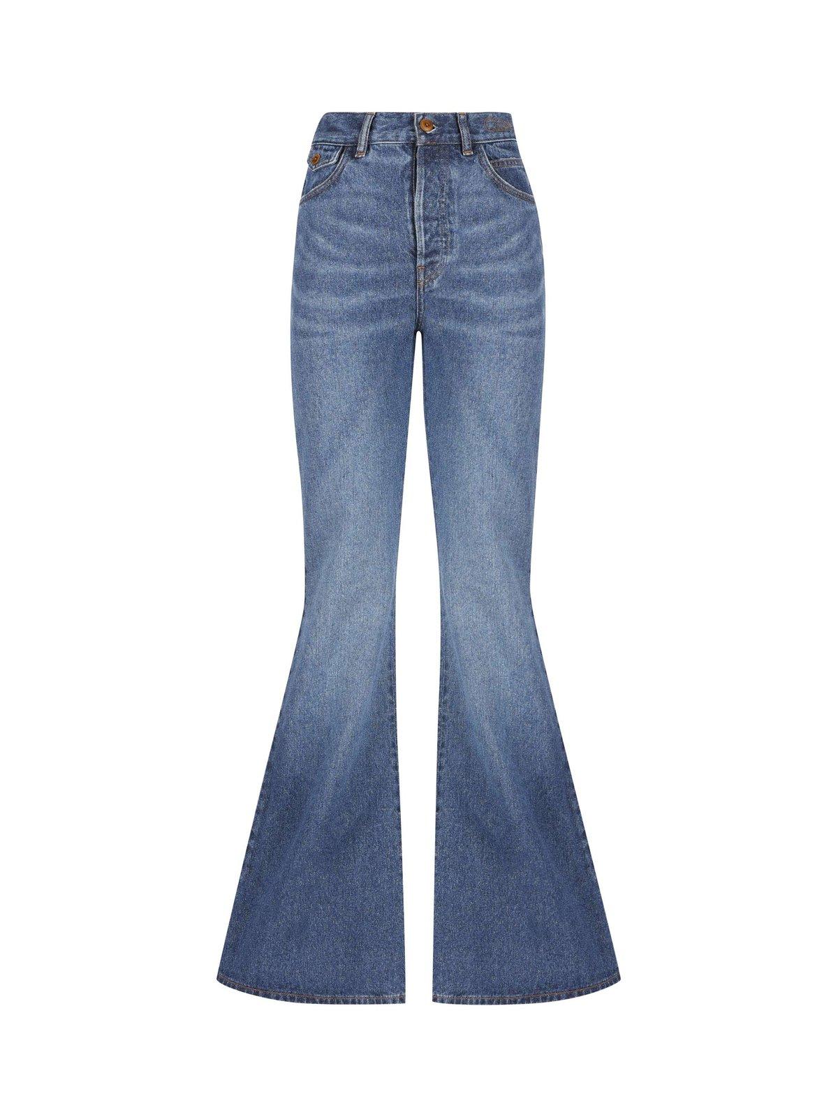 Shop Chloé Flared Jeans In Dusky Blue