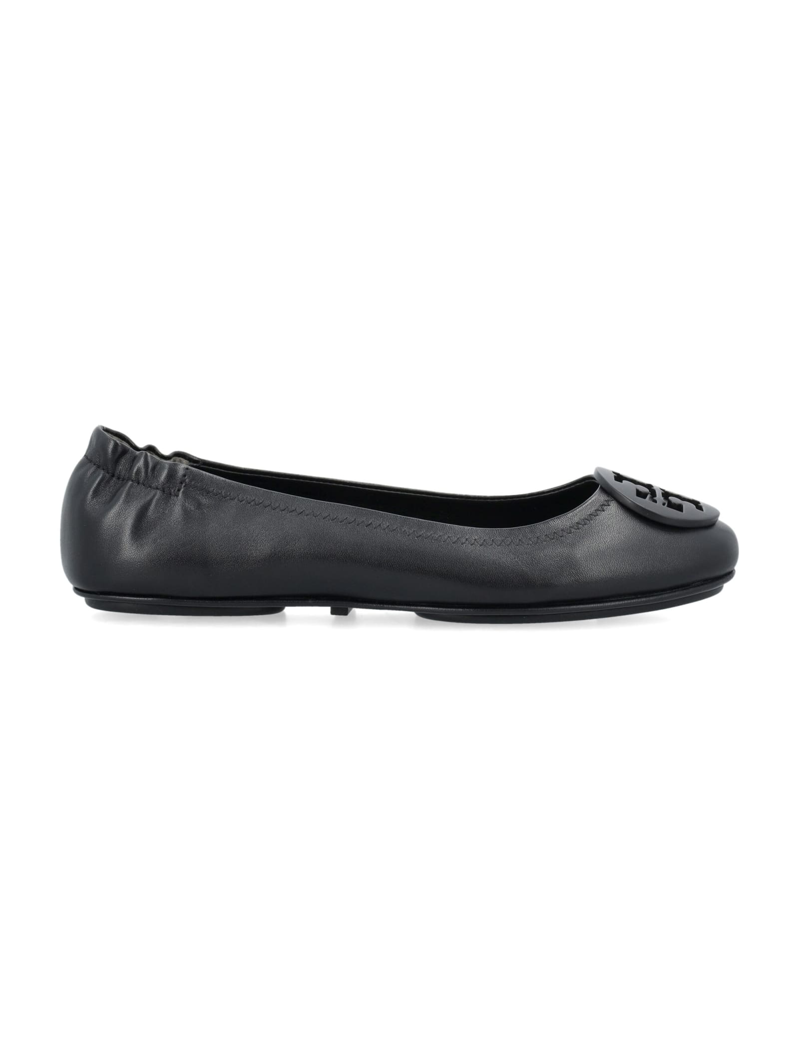 Shop Tory Burch Minnie Travel Ballet Flats In Perfect Black / Perfect Black