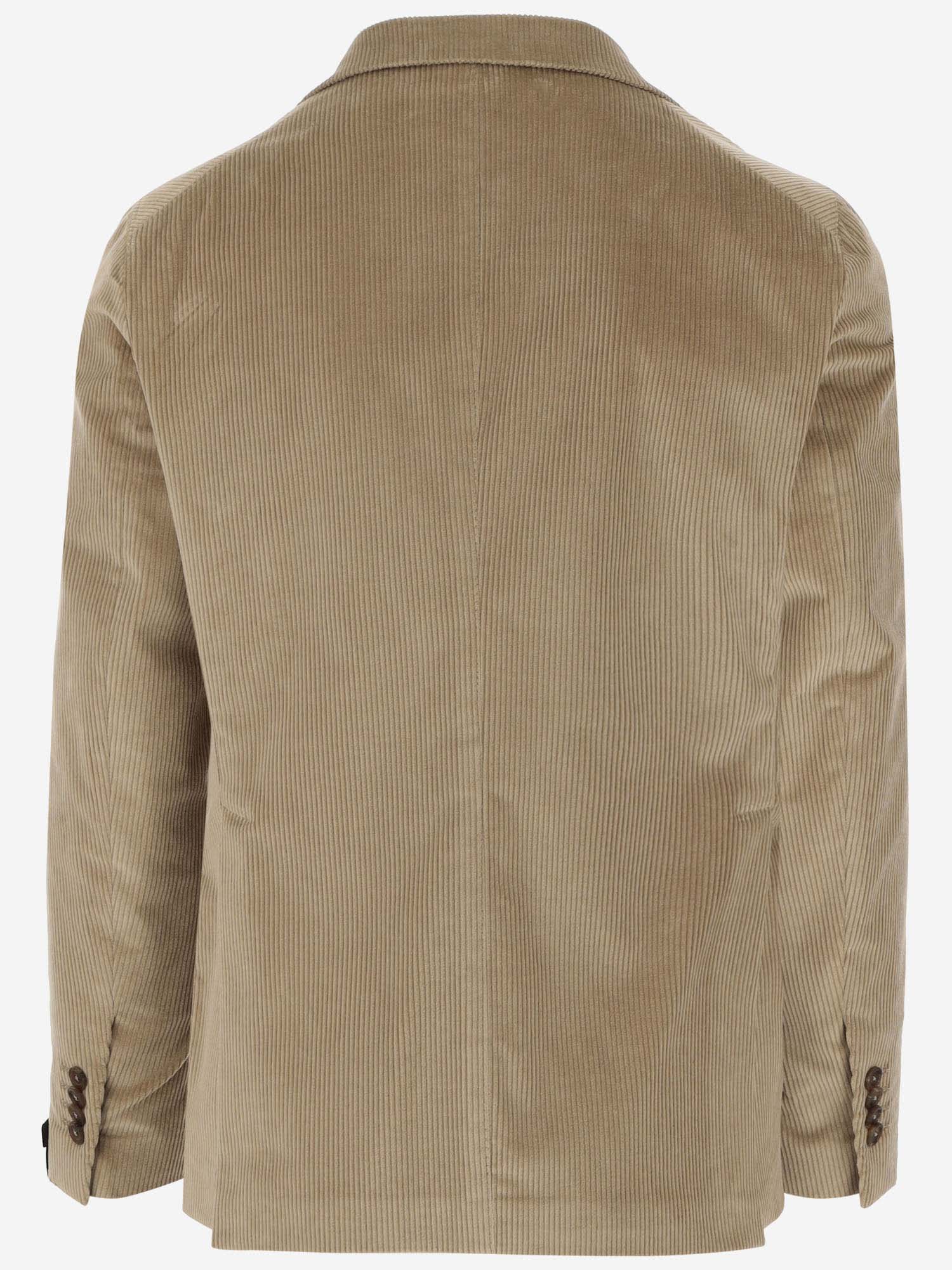 Shop Tagliatore Single-breasted Jacket In Stretch Cotton Velvet In Beige