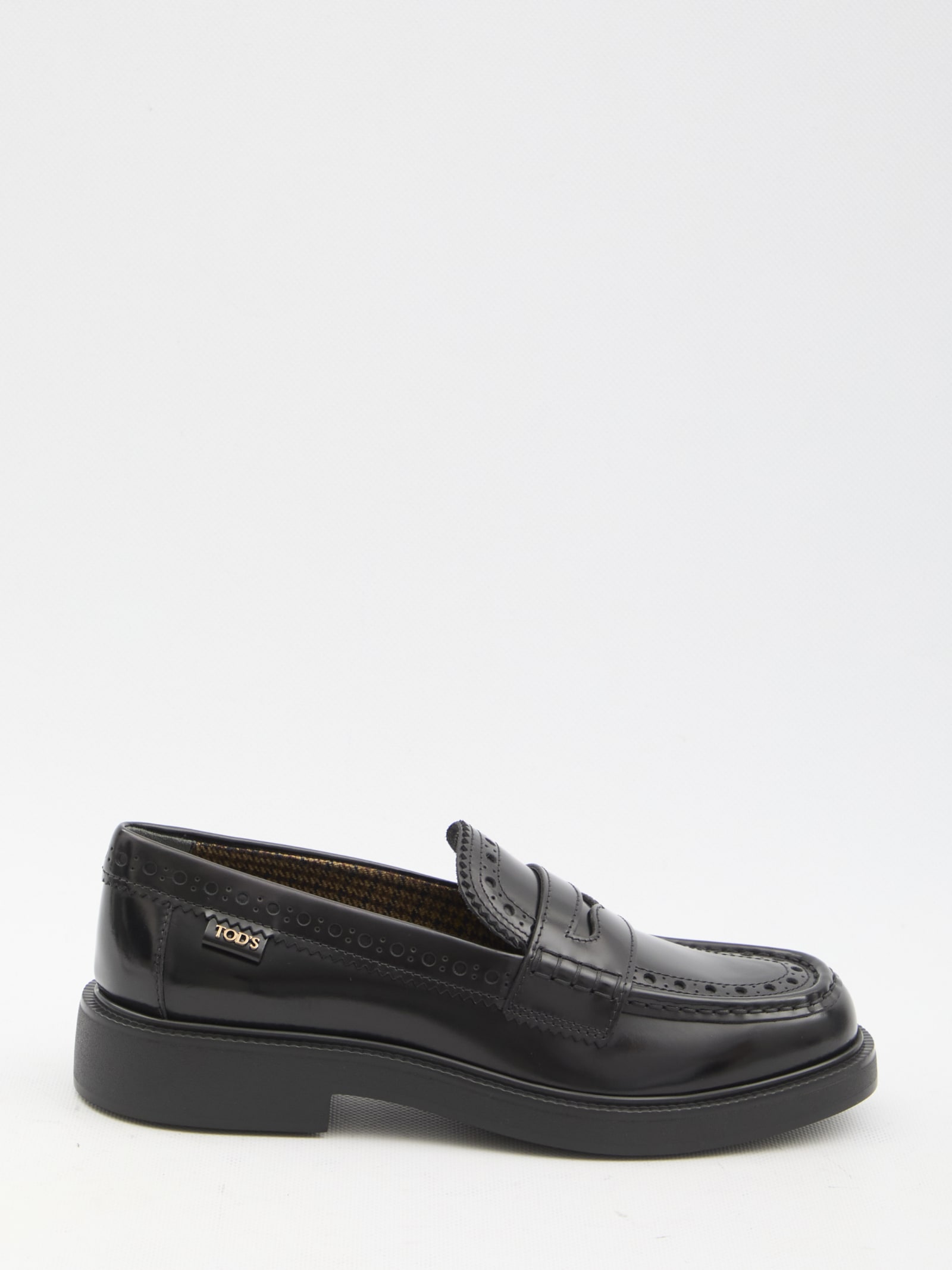 Shop Tod's Leather Loafers In Black