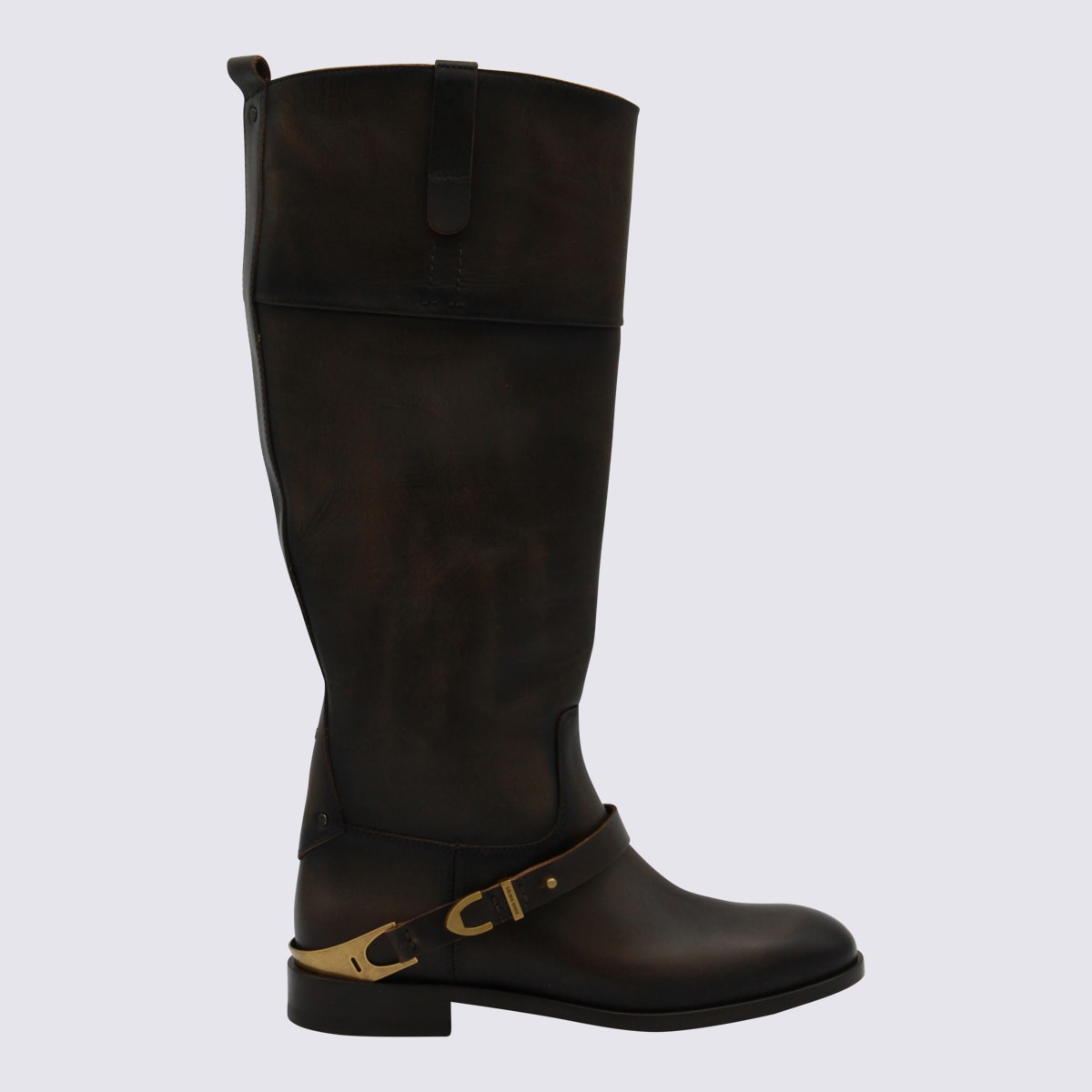 Golden Goose Charlie Distressed Leather Upper With Accessories Boots Brown In Animal Print