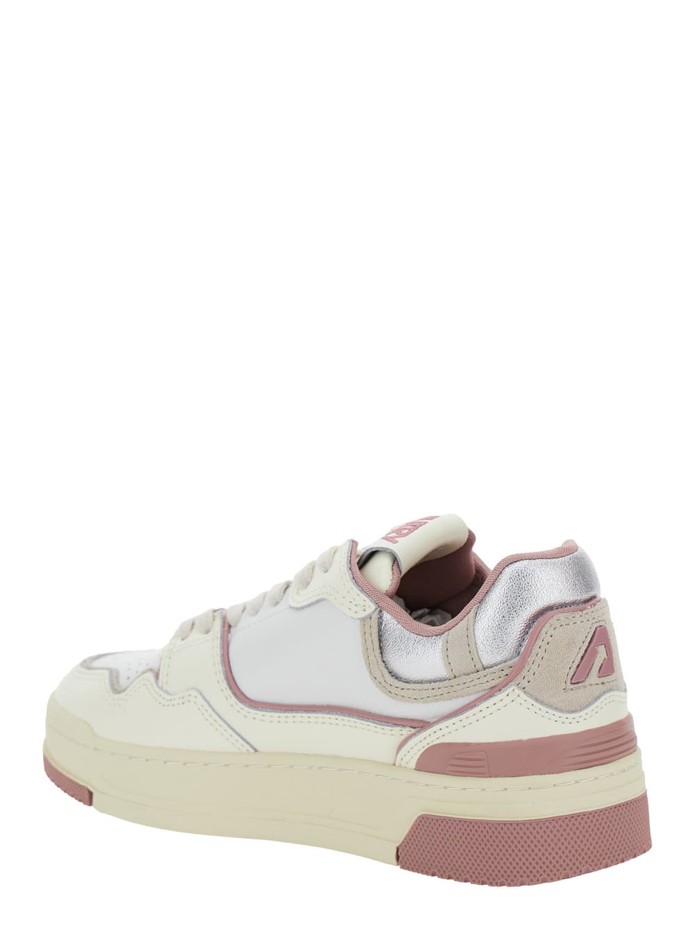 Autry Clc Low Leat Lam Wht Rose Sneakers In Multi