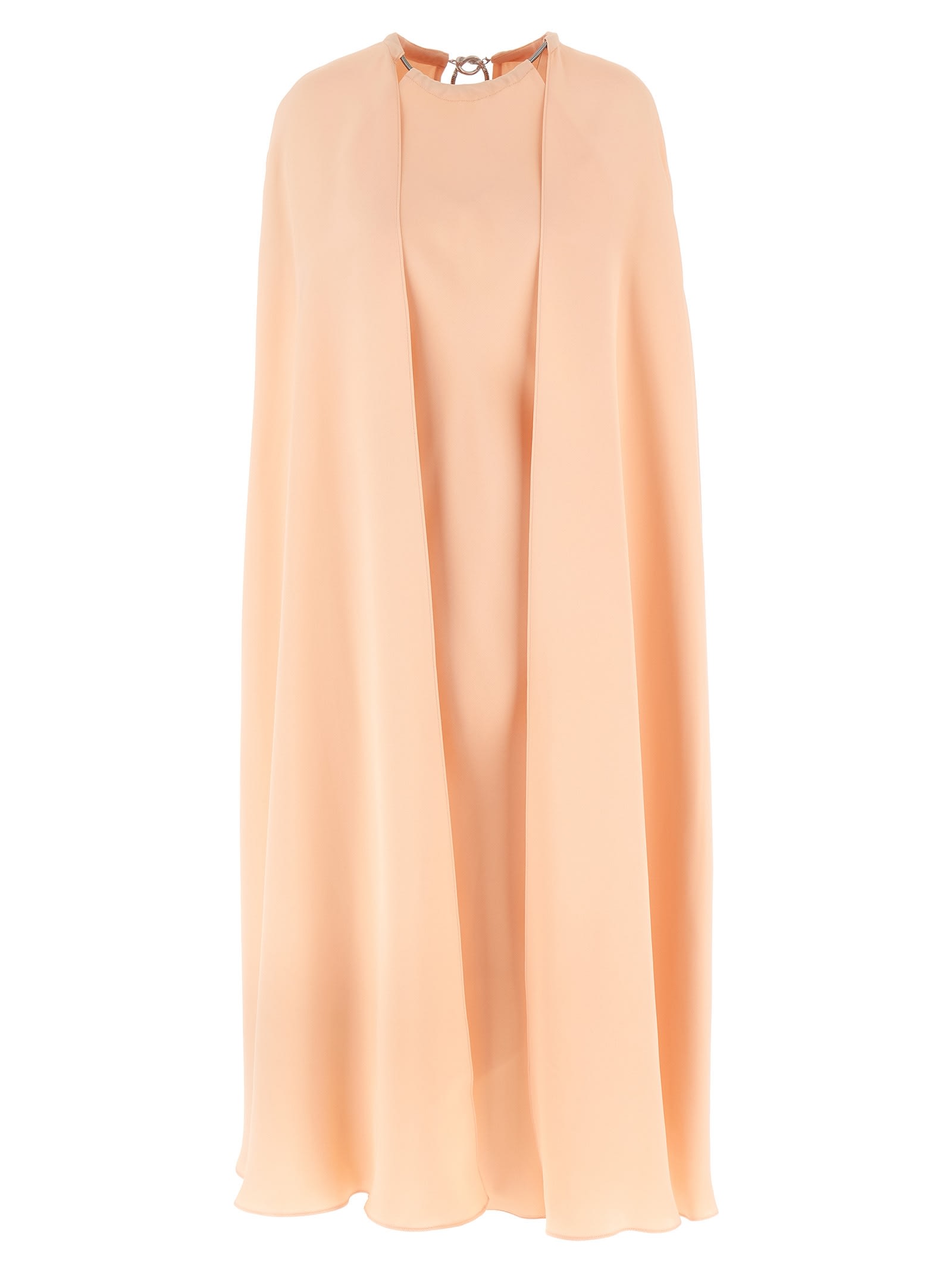 Max Mara Managua Silk Long Dress With Silk Cape And Metal Detail In Pink