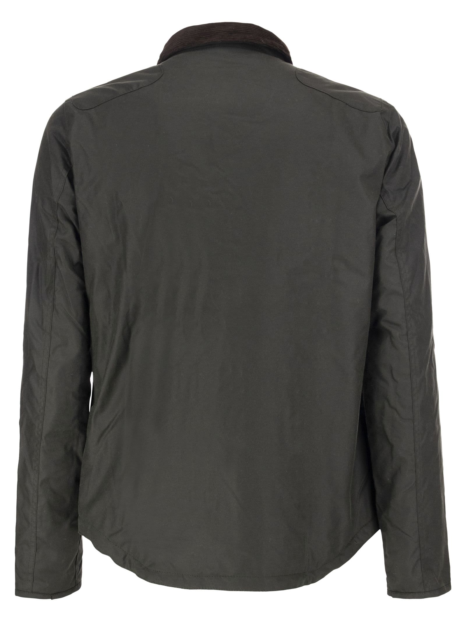 Barbour Reelin Waxed Cotton Jacket In Green