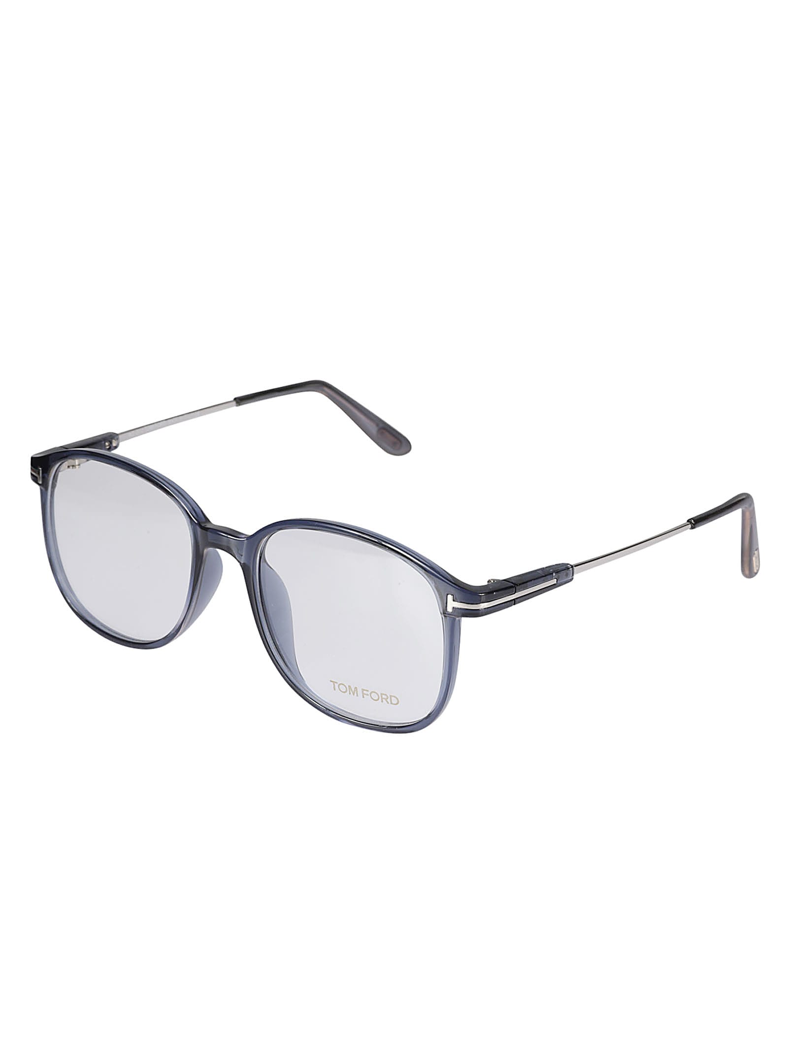 Shop Tom Ford Round Clear Lens Glasses In Nero