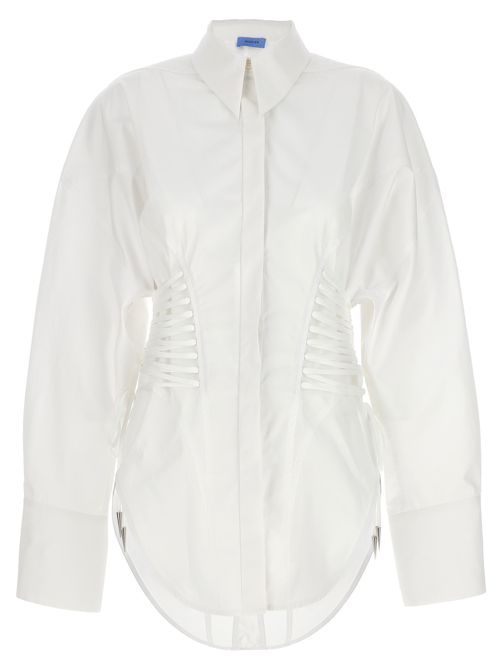 Shop Mugler Laced-up Shirt In White