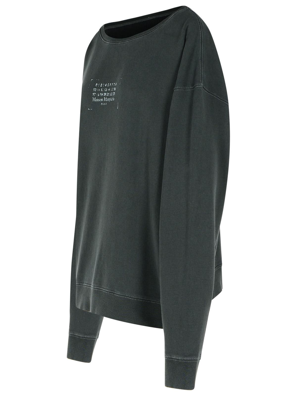 Maison Margiela Black Cotton Sweatshirt In Washedblack