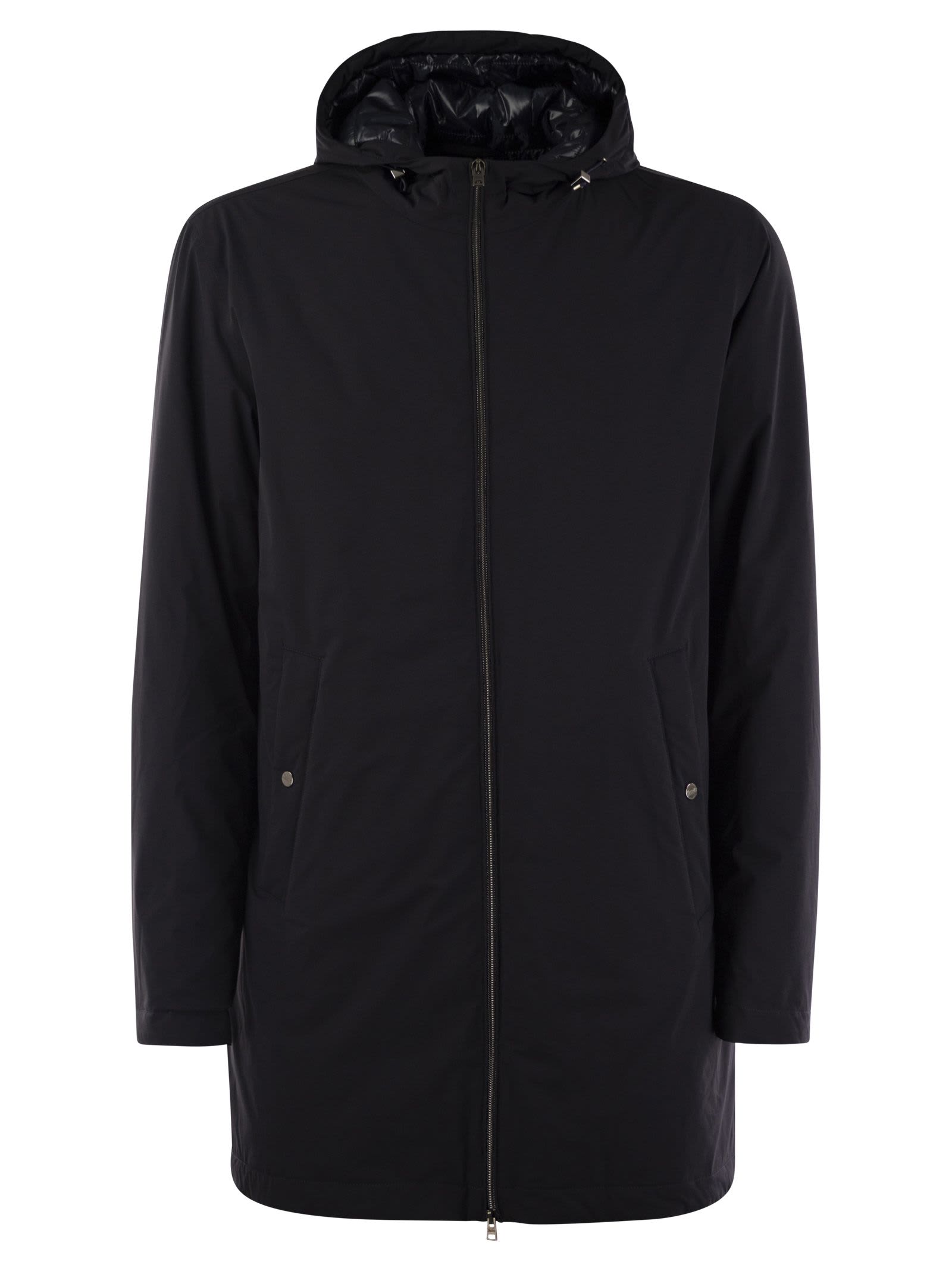 Shop Herno Parka In Technical Fabric In Navy Blue