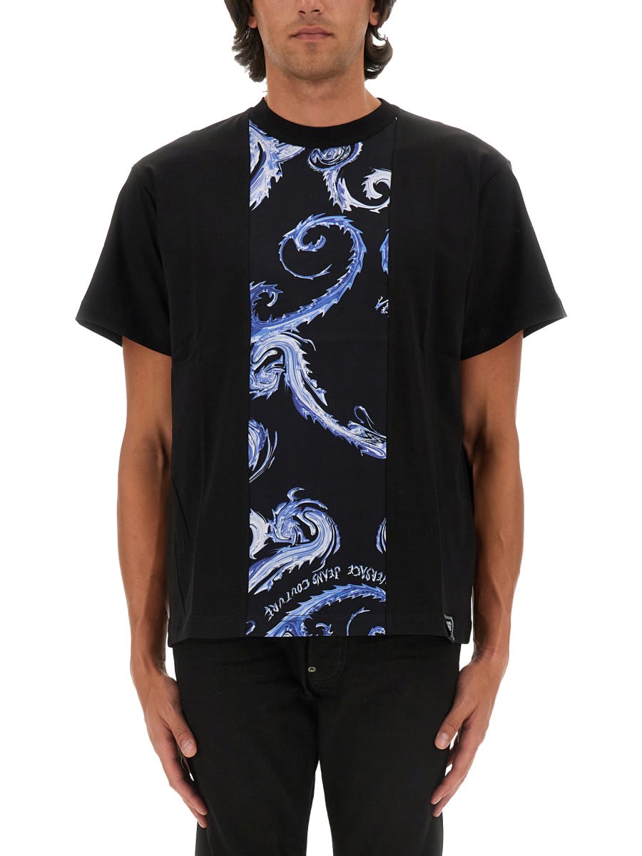 Shop Versace Jeans Couture T-shirt With Logo In Black