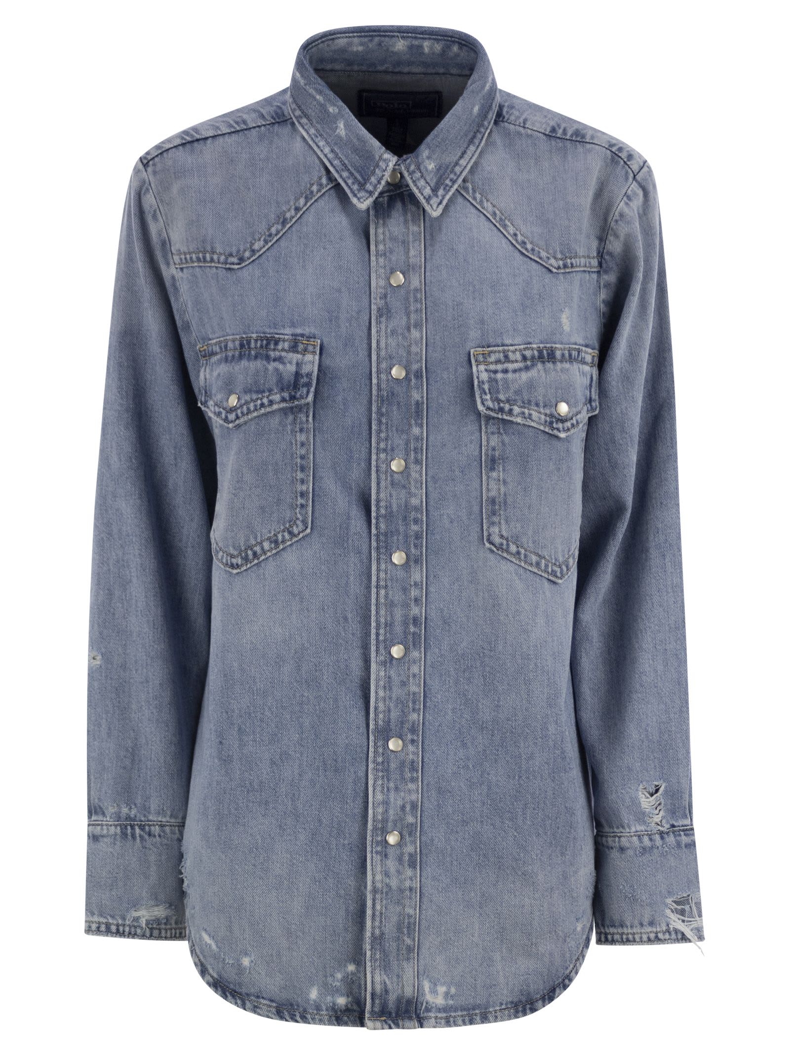 Shop Polo Ralph Lauren Western Shirt In Irregular Denim